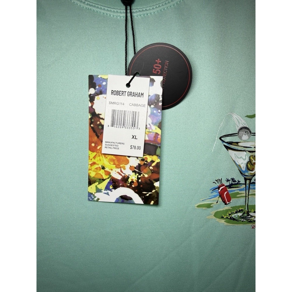 Robert Graham Performance Swim Shirt UPF 50 Martini Golf Print Men's XL NWT - Picture 4 of 4